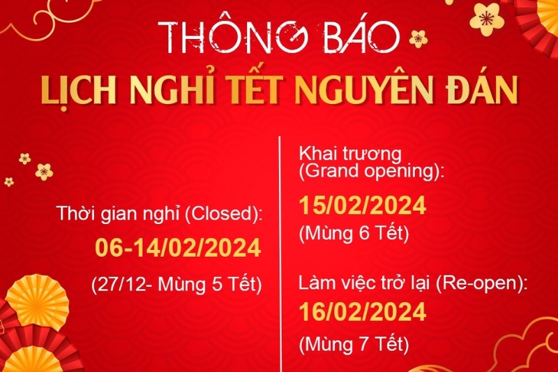 Nha Khoa Champion thông báo lịch nghỉ Tết Nguyên Đán 2024